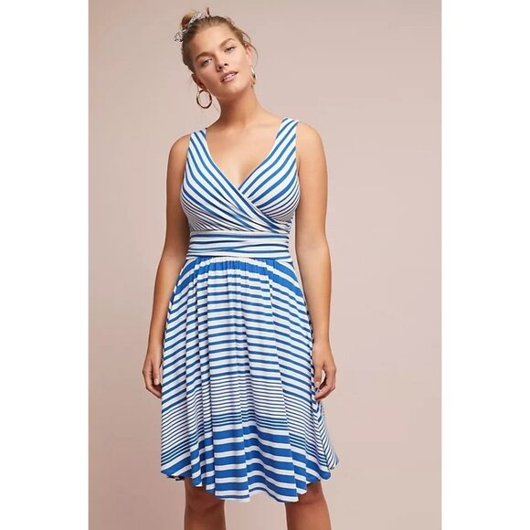 Anthropologie Maeve Kythira Striped Dress Medium - Picture 1 of 6
